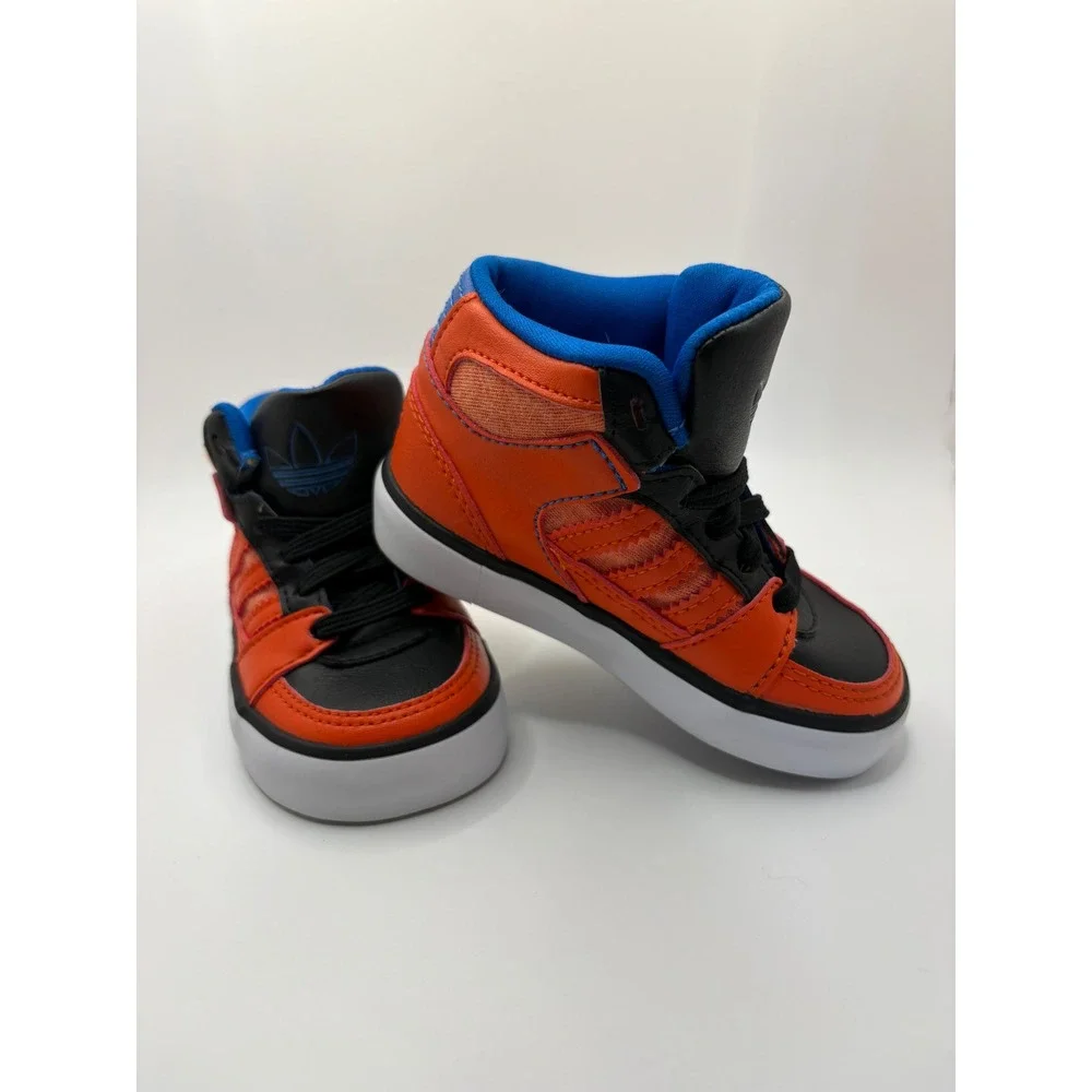 Adidas Originals Hard Court Hi Toddler Sneakers Orange Black Blue G99437 Size 5K